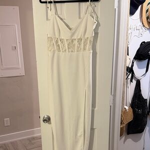 Showpo White Lace Detail Midi Dress